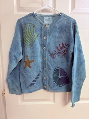 Women's Sea Motif sloop jones  Button-Front Cardigan - Light Blue